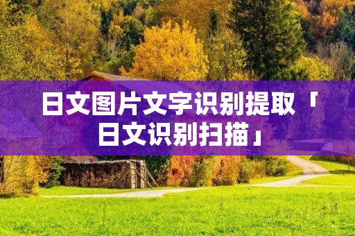 日文图片文字识别提取「日文识别扫描」