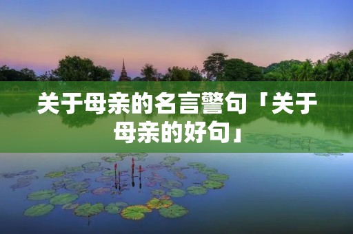 关于母亲的名言警句「关于母亲的好句」