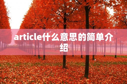 article什么意思的简单介绍