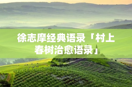 徐志摩经典语录「村上春树治愈语录」