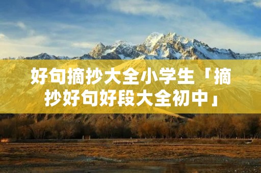 好句摘抄大全小学生「摘抄好句好段大全初中」