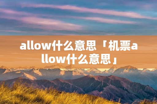allow什么意思「机票allow什么意思」