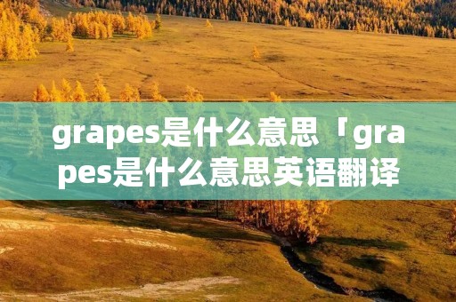 grapes是什么意思「grapes是什么意思英语翻译」 grapes是什么意思「grapes是什么意思英语翻译」
