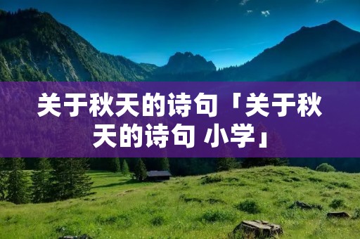 关于秋天的诗句「关于秋天的诗句 小学」