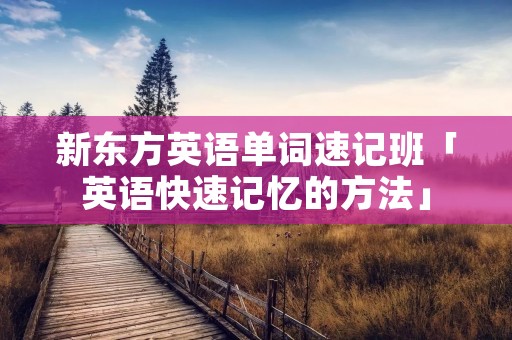 新东方英语单词速记班「英语快速记忆的方法」
