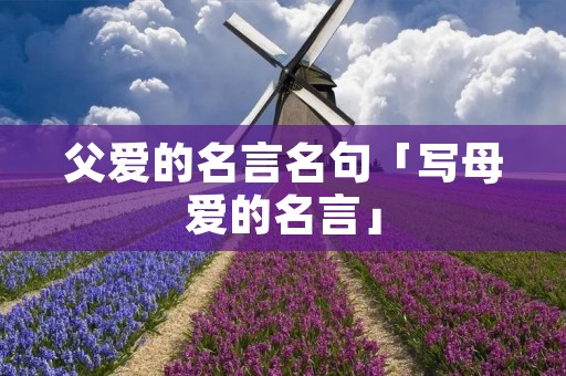 父爱的名言名句「写母爱的名言」