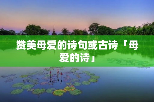 赞美母爱的诗句或古诗「母爱的诗」 赞美母爱的诗句或古诗「母爱的诗」