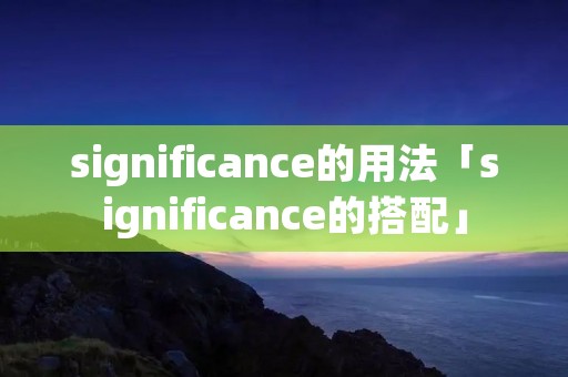significance的用法「significance的搭配」