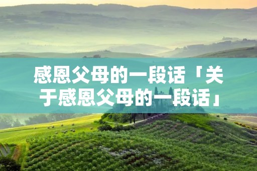 感恩父母的一段话「关于感恩父母的一段话」