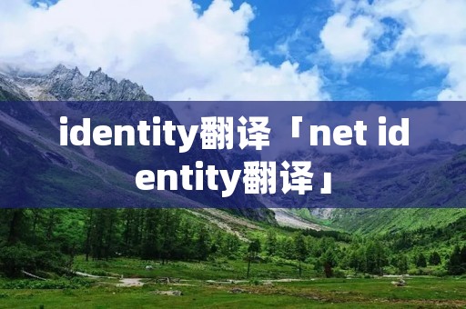 identity翻译「net identity翻译」 identity翻译「net identity翻译」