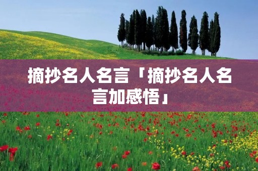 摘抄名人名言「摘抄名人名言加感悟」
