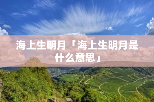 海上生明月「海上生明月是什么意思」