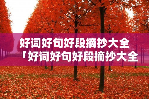 好词好句好段摘抄大全「好词好句好段摘抄大全短句」 好词好句好段摘抄大全「好词好句好段摘抄大全短句」