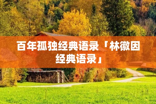 百年孤独经典语录「林徽因经典语录」