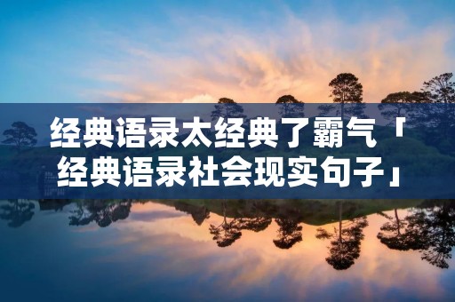 经典语录太经典了霸气「经典语录社会现实句子」