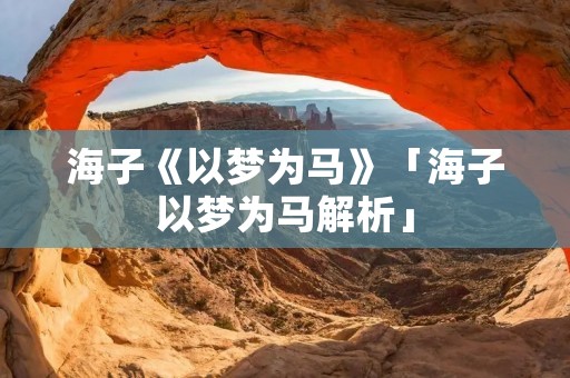 海子《以梦为马》「海子以梦为马解析」