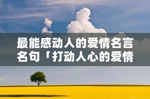 最能感动人的爱情名言名句「打动人心的爱情句子」