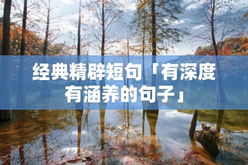 经典精辟短句「有深度有涵养的句子」 经典精辟短句「有深度有涵养的句子」
