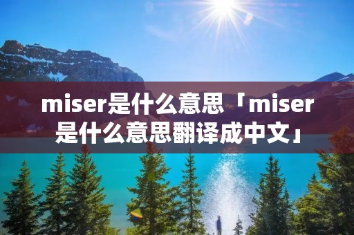 miser是什么意思「miser是什么意思翻译成中文」