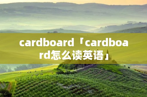 cardboard「cardboard怎么读英语」