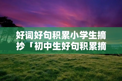 好词好句积累小学生摘抄「初中生好句积累摘抄」