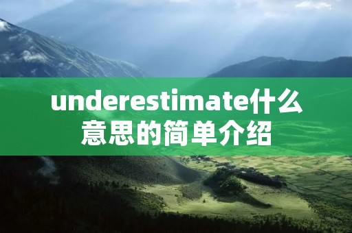 underestimate什么意思的简单介绍