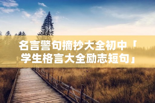 名言警句摘抄大全初中「学生格言大全励志短句」