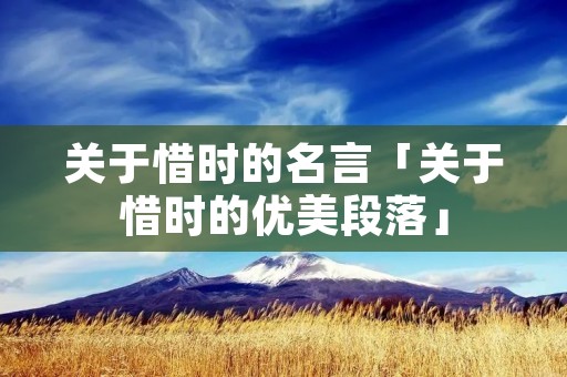关于惜时的名言「关于惜时的优美段落」
