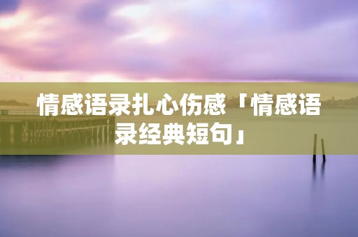 情感语录扎心伤感「情感语录经典短句」