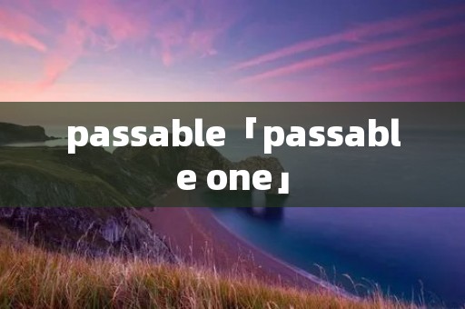 passable「passable one」