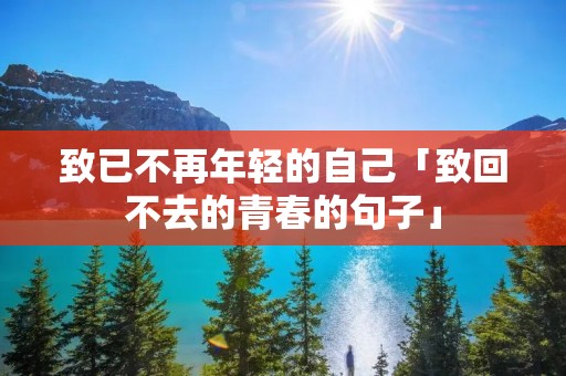 致已不再年轻的自己「致回不去的青春的句子」