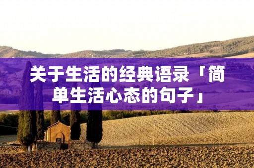 关于生活的经典语录「简单生活心态的句子」