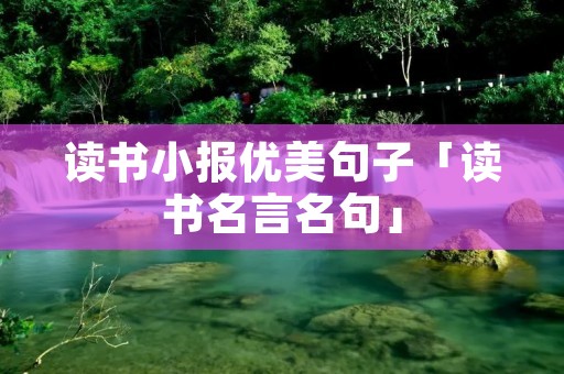 读书小报优美句子「读书名言名句」