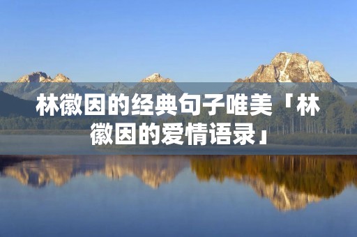 林徽因的经典句子唯美「林徽因的爱情语录」