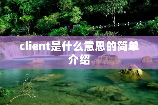 client是什么意思的简单介绍