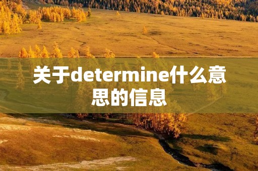 关于determine什么意思的信息 关于determine什么意思的信息