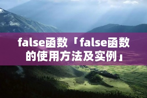 false函数「false函数的使用方法及实例」
