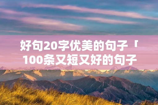 好句20字优美的句子「100条又短又好的句子」