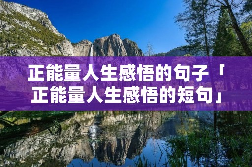 正能量人生感悟的句子「正能量人生感悟的短句」