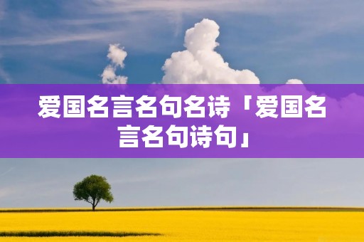爱国名言名句名诗「爱国名言名句诗句」