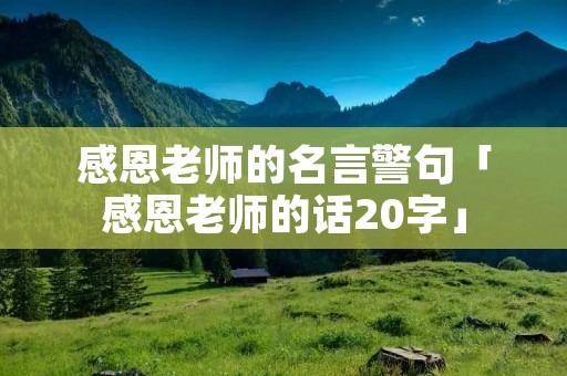 感恩老师的名言警句「感恩老师的话20字」