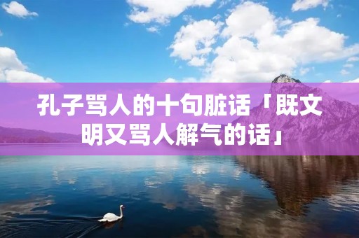 孔子骂人的十句脏话「既文明又骂人解气的话」