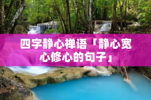 四字静心禅语「静心宽心修心的句子」