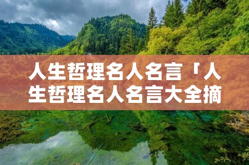 人生哲理名人名言「人生哲理名人名言大全摘抄」