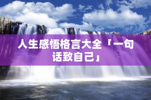 人生感悟格言大全「一句话致自己」
