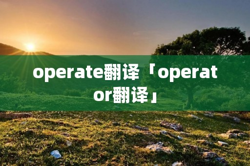 operate翻译「operator翻译」