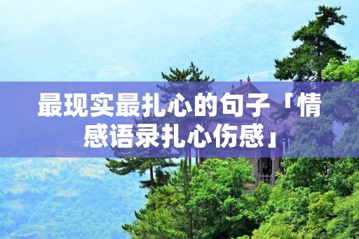 最现实最扎心的句子「情感语录扎心伤感」