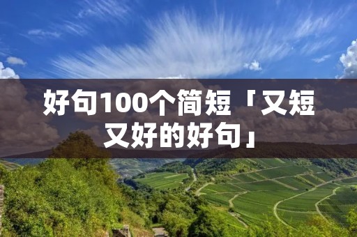 好句100个简短「又短又好的好句」