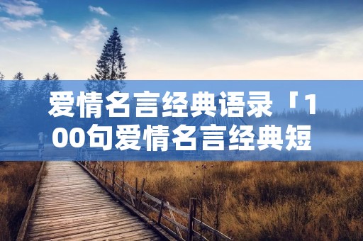 爱情名言经典语录「100句爱情名言经典短句」