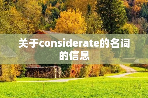 关于considerate的名词的信息
